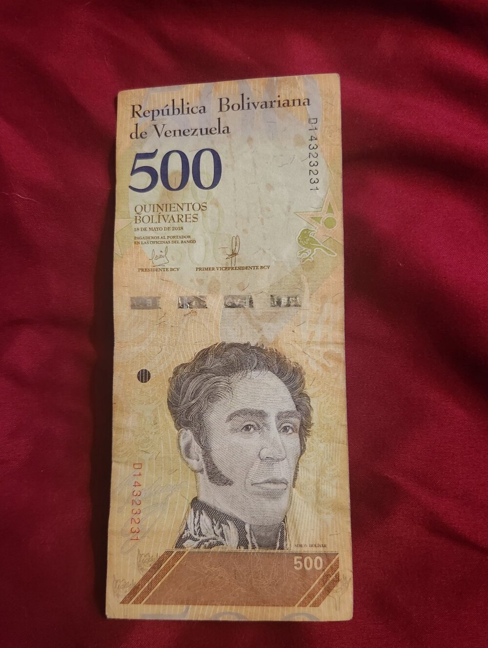 500 Bolívares Banknote - Brown on Cream